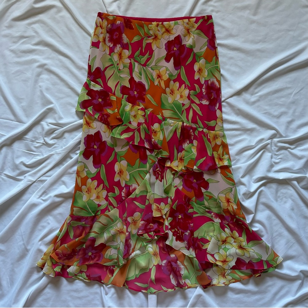 SOLD!! Chaps floral tiered maxi skirt
